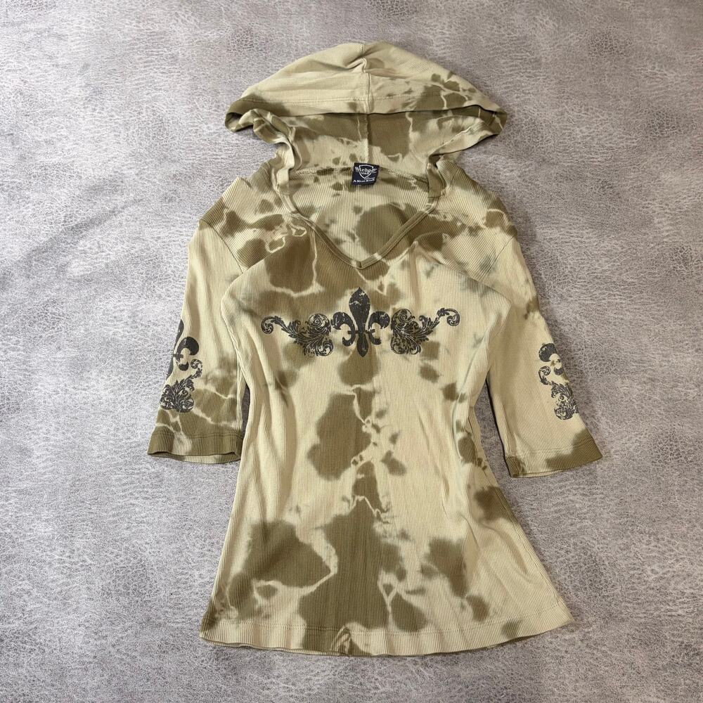 Green Tie Dye Graphic Hooded Top